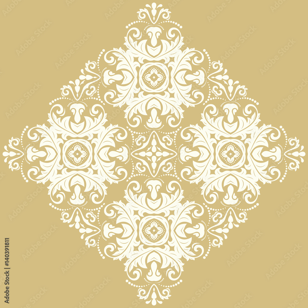 Elegant white ornament in the style of barogue. Abstract traditional pattern with oriental elements Elegant white ornament in the style of barogue. Abstract traditional pattern with oriental elements