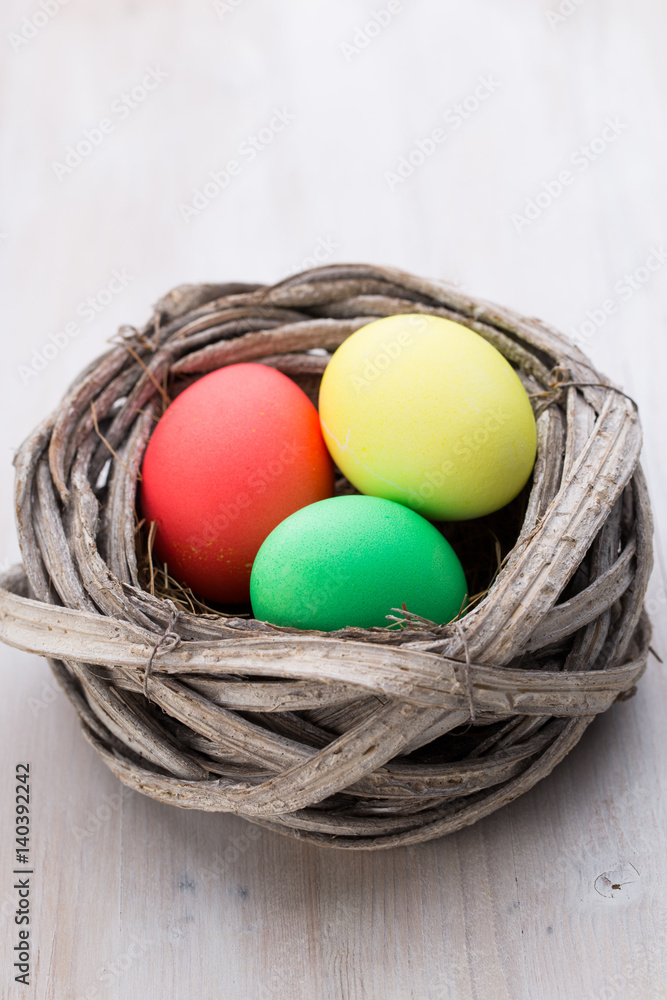 Easter eggs in the nest. Spring discount card. Easter eggs in the nest. Spring discount card.
