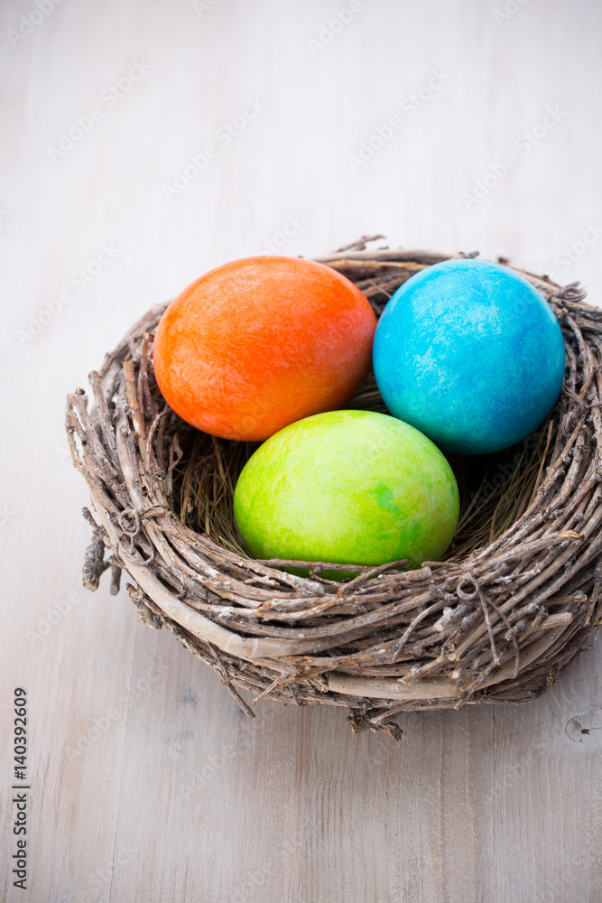 Easter eggs in the nest. Spring discount card. Easter eggs in the nest. Spring discount card.