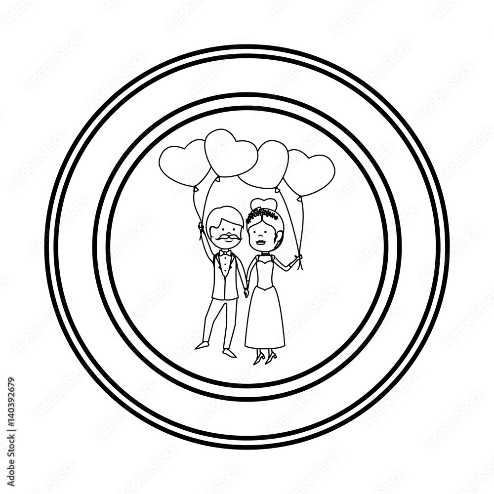 Obraz premium just married couple character card vector illustration design