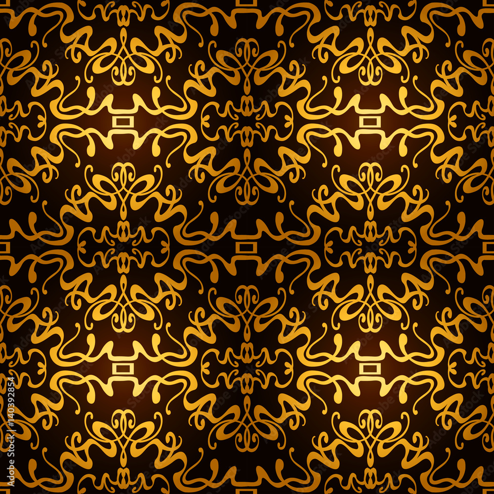 Vintage gold background, vector seamless pattern