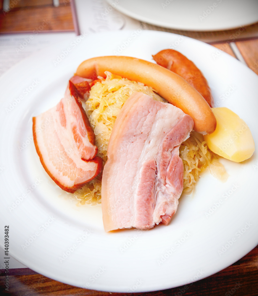 Plate of ham and sausage