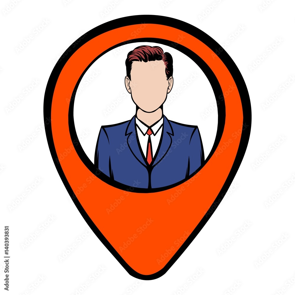Map pointer with businessman icon, icon cartoon Map pointer with businessman icon, icon cartoon