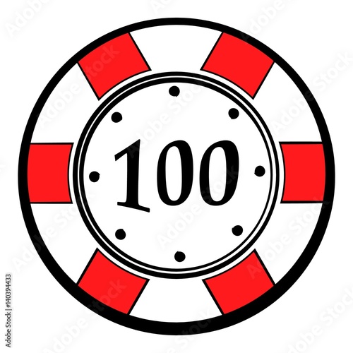 100 dollars casino chip icon, icon cartoon