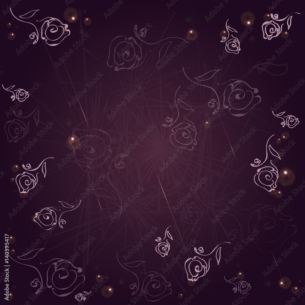 Purple ornament background with roses  
