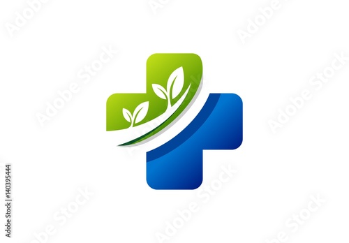 medicine, pharmacy, health, logo, medical herbal plus plants organic icon, health care symbol vector design template