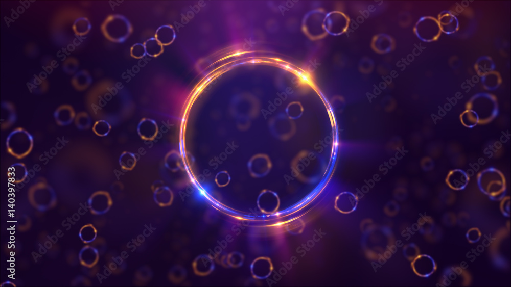 Obraz premium Abstract neon background. luminous swirling. Glowing spiral cover. Black elegant. Halo around. Power isolated. Sparks particle. Space tunnel. Shimmer color ellipse. Glint glitter