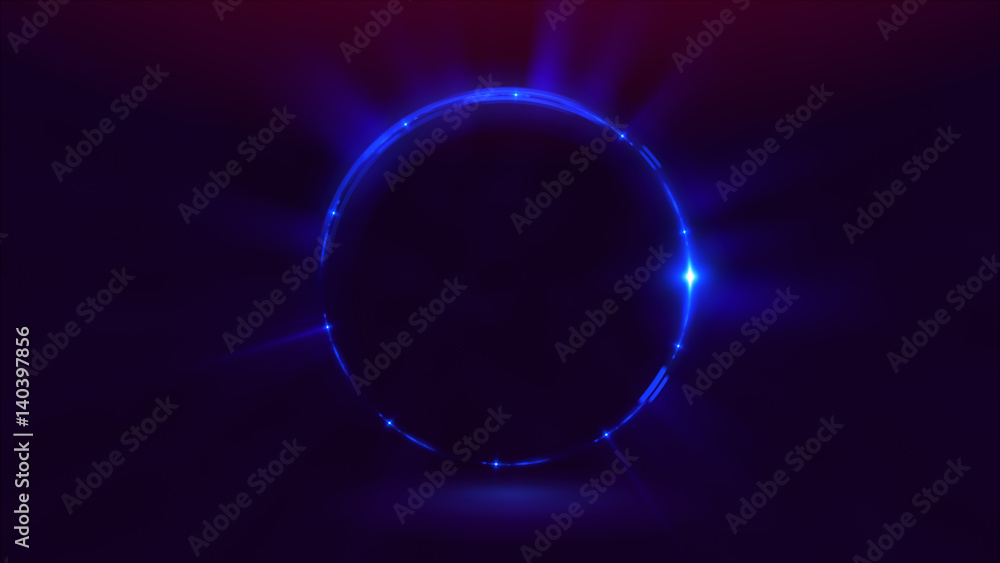 Obraz premium Abstract neon background. luminous swirling. Glowing spiral cover. Black elegant. Halo around. Power isolated. Sparks particle. Space tunnel. Shimmer color ellipse. Glint glitter