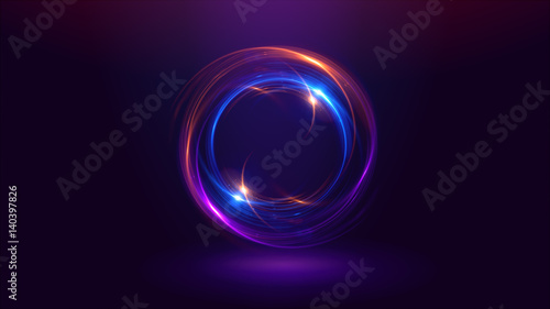 Abstract neon background. luminous swirling. Glowing spiral cover. Black elegant. Halo around. Power isolated. Sparks particle. Space tunnel. Shimmer color ellipse. Glint glitter
