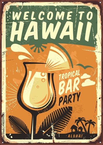 Hawaii vintage metal sign