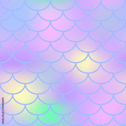 Pastel fish scale vector seamless pattern. Magic Mermaid texture or background square swatch.