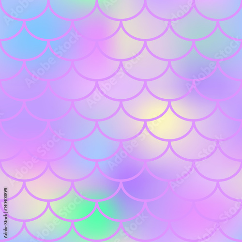 Pink fish scale vector seamless pattern. Magic Mermaid texture or background square swatch.