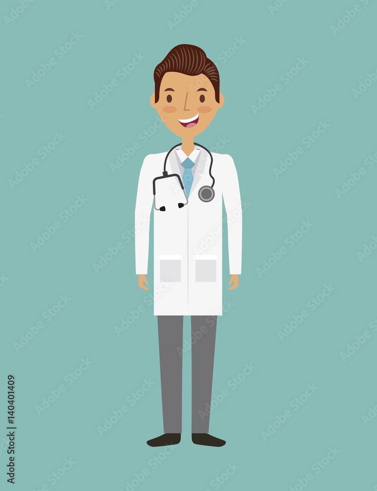 medical doctor man cartoon icon over turquoise background. colorful design. vector illustration medical doctor man cartoon icon over turquoise background. colorful design. vector illustration