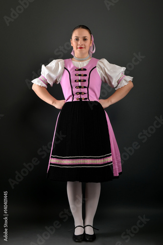 Slovak folk dancer with colorful clothes