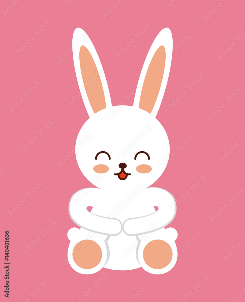 happy easter card with bunny icon over pink background. colorful design. vector illustration happy easter card with bunny icon over pink background. colorful design. vector illustration