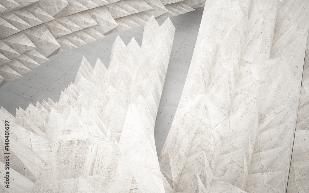 Fototapeta Pusty abstrakta betonu pokoju wnętrze. Tło architektoniczne składające się z piramid. Ilustracja 3D i rendering