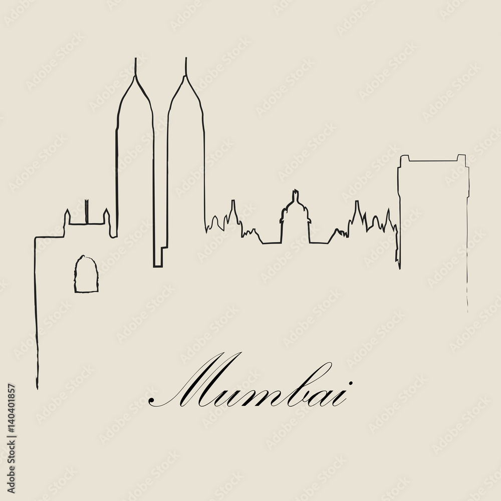 Calligraphic Skyline of Mumbai - Vector Illustration Calligraphic Skyline of Mumbai - Vector Illustration