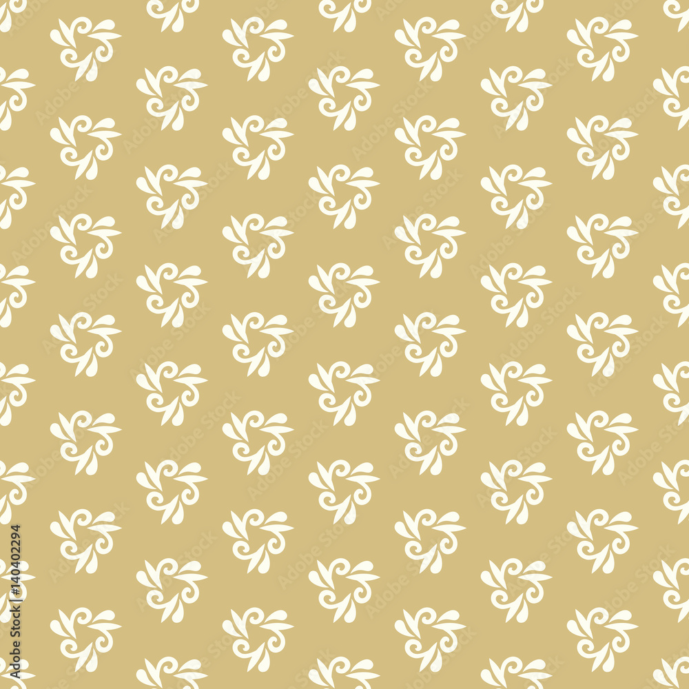 Floral golden and white ornament. Seamless abstract classic pattern with flowers