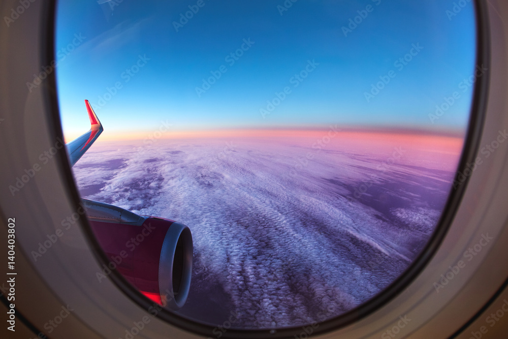 Fototapeta premium Clouds. sky with clouds at sunset or sunrise. sunset with a height of 10 000 km. Top view