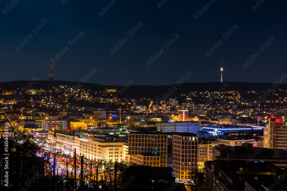 Φωτογραφία Stuttgart Cityscape Landscape Capital City Baden Wuerttemberg Day Night Sky Buil