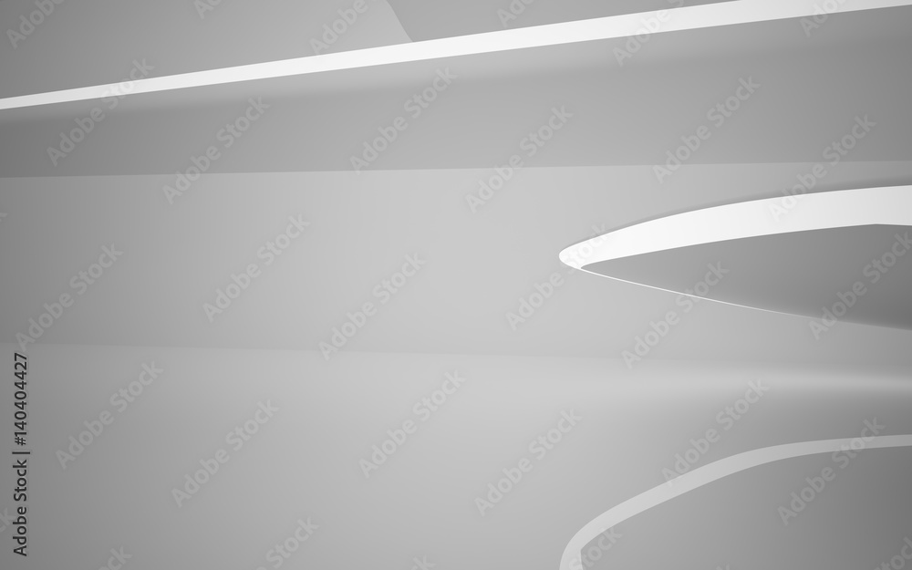 Abstract smooth white interior of the future. Night view from the backlight. Architectural background. 3D illustration and rendering Abstract smooth white interior of the future. Night view from the backlight. Architectural background. 3D illustration and rendering
