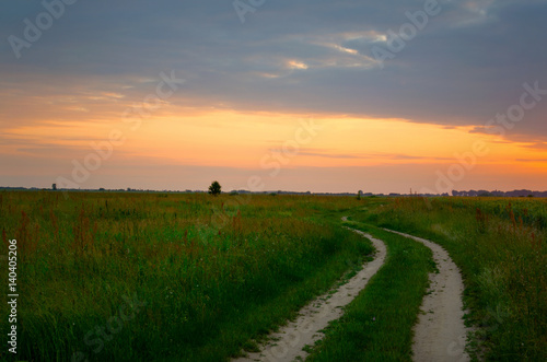 Countryside landscape at sunset