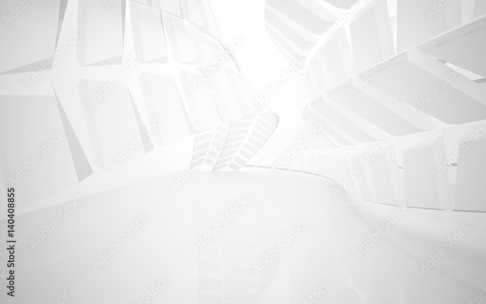 Abstract white interior of the future. 3D illustration and rendering