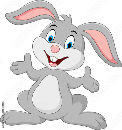 Cartoon cute rabbit posing