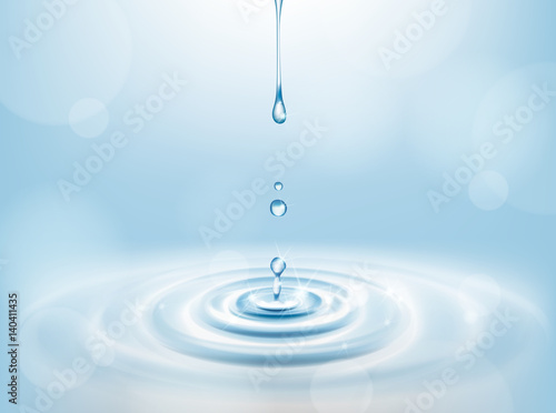 Water Drop falling making droplet splash and waves clean and fresh symbol.