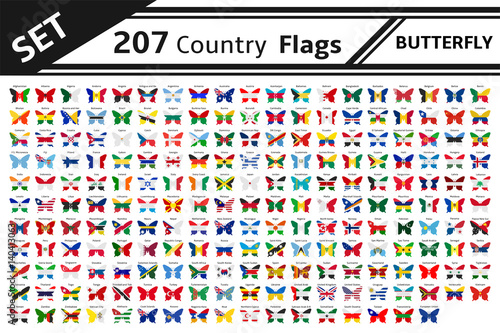 set 207 country flag butterfly