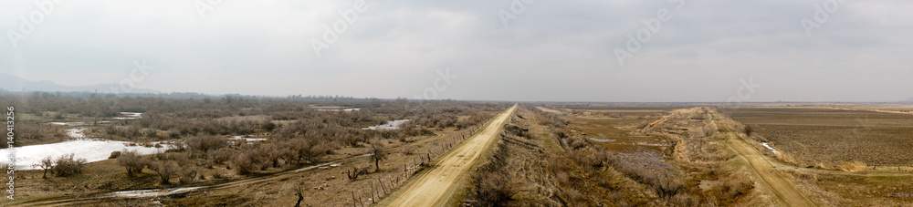 Part of the delta of river Evros, Greece, panoramic view