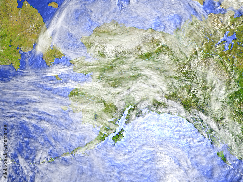 Alaska on realistic model of Earth