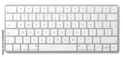 Modern aluminum computer keyboard isolated on white background. 3d illustration.