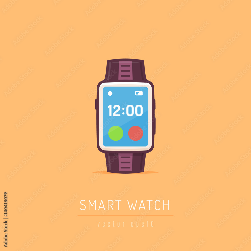Smart watch vector illustration in linework flat style Smart watch vector illustration in linework flat style