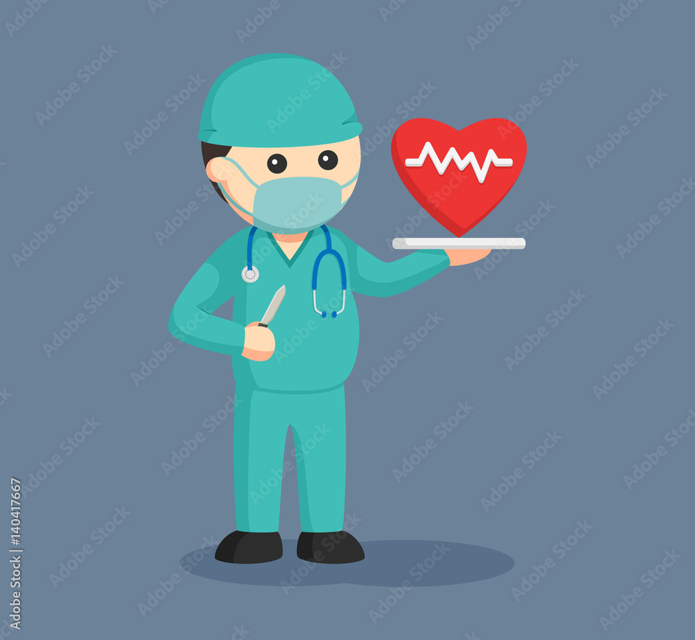 fat surgeon with cardiac surgery concept