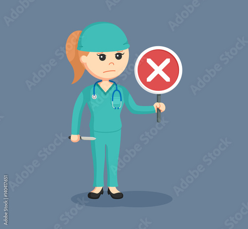 female surgeon with crosswise sign indicates fail surgery © The Last Word