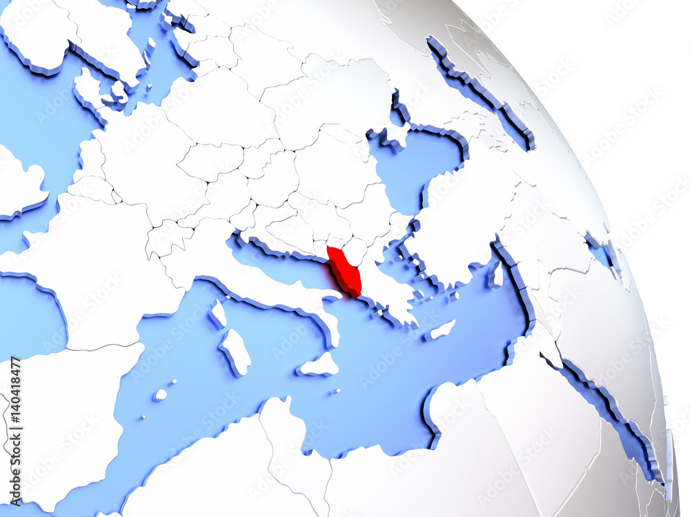 Fototapeta premium Albania on elegant globe