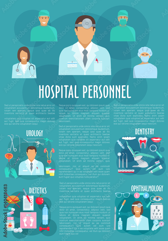 Dentistry, ophthalmology or urology vector poster Dentistry, ophthalmology or urology vector poster