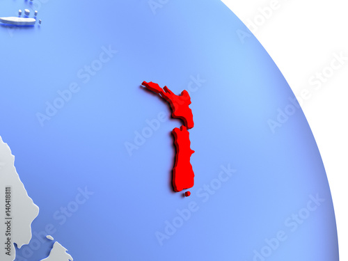 New Zealand on elegant globe