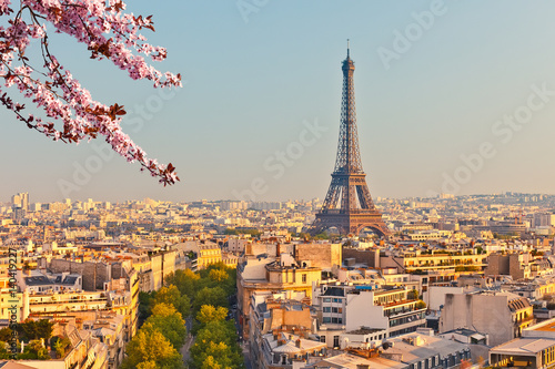 View on Eiffel Tower in Paris at spring, France