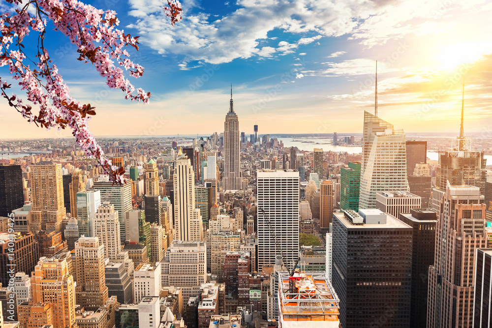 Obraz premium Nowy Jork Manhattan przy zmierzchem