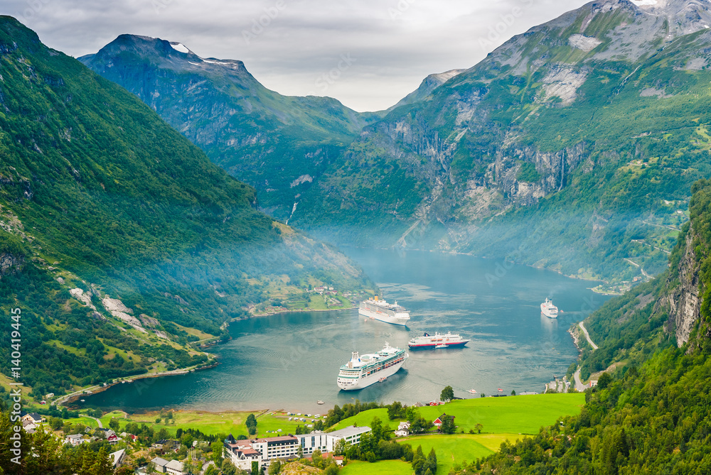 Stunning views of the  Geirangerfjord. The county of More og Romsdal. Norway