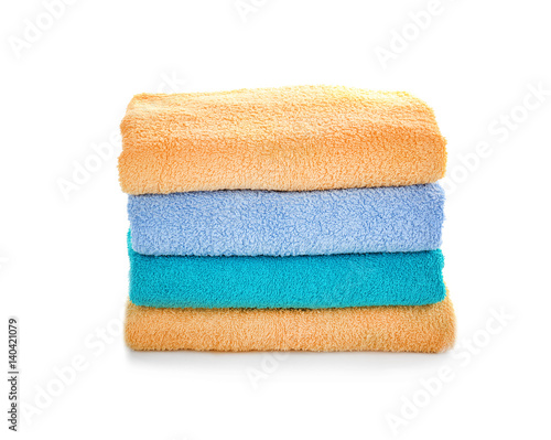 Pile of towels isolated on white