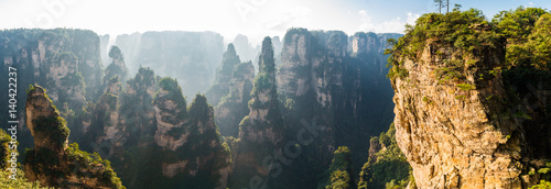 mountain landscape of Zhangjiajie, a national park in China known for its surreal scenery of rock formations. photo
