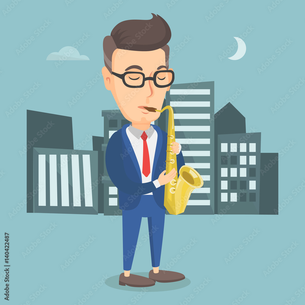 Musician playing on saxophone vector illustration. Musician playing on saxophone vector illustration.