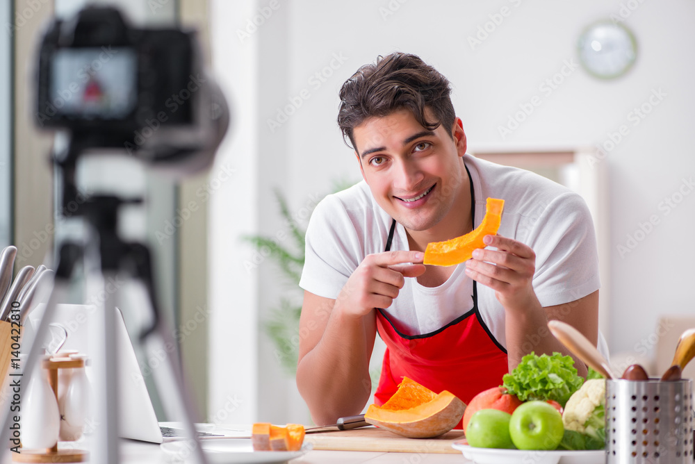 Food blogger working in the kitchen Food blogger working in the kitchen