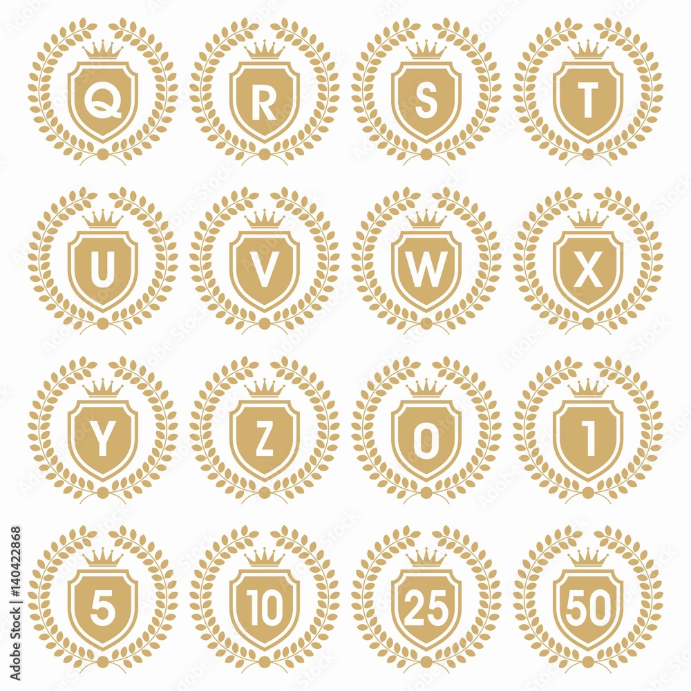 initial letter vector set crest with crown Heraldic Elegant Logo 2 initial letter vector set crest with crown Heraldic Elegant Logo 2