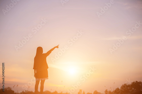 Woman hands sunsets 