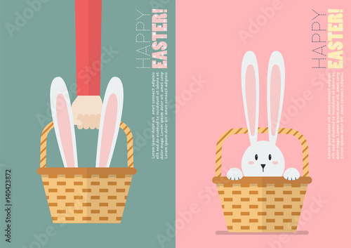 Easter bunny in basket postcard