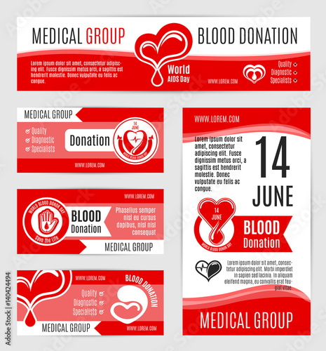 Blood donation or AIDS day vector posters